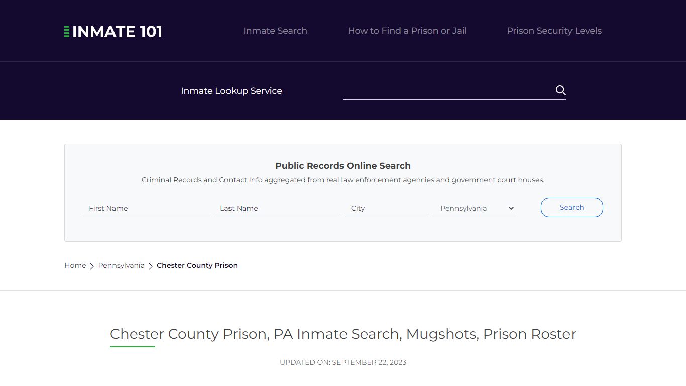 Chester County Prison, PA Inmate Search, Mugshots, Prison Roster